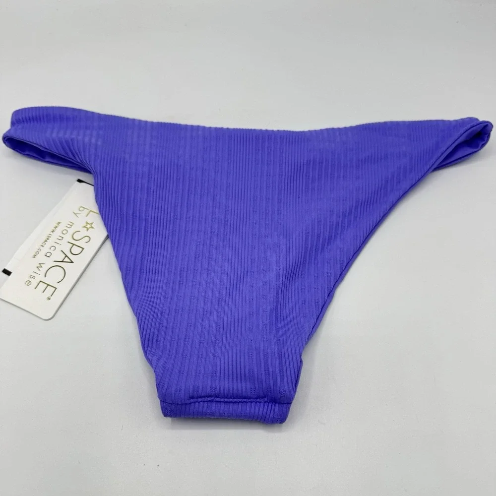 L*Space Camacho Classic Bikini Bottom XS Amethyst Ribbed Lavender NWT PTCMC21